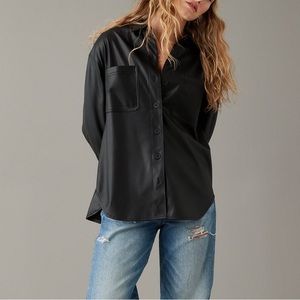 AE oversized vegan leather shirt